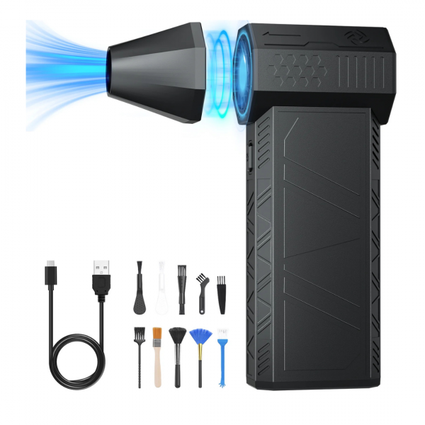 SALCAR Elektrischer Air Duster X3 mit 130.000 U/min – Tragbares & Wiederaufladbares Staubgebläse mit 3 Stufen, Turbotaste & Super-Power für PC, Auto & Haushalt